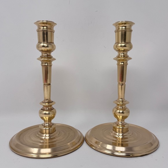 Vintage Baldwin Solid Brass Candlesticks Pair Forged in America 8
